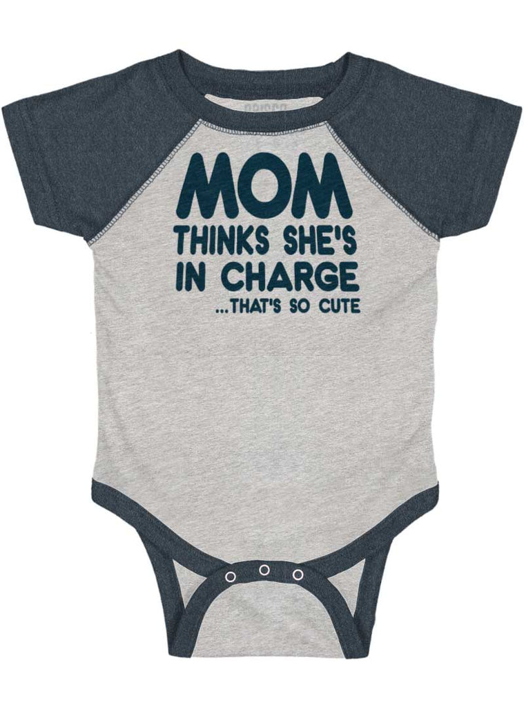 In Charge Raglan Romper Bodysuit-Direct To Garment Print-Brisco Baby