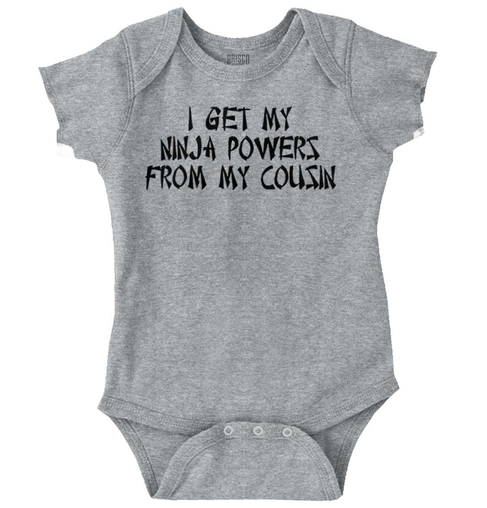 Ninja Powers From Cousin Romper Bodysuit-Direct To Garment Print-Brisco Baby