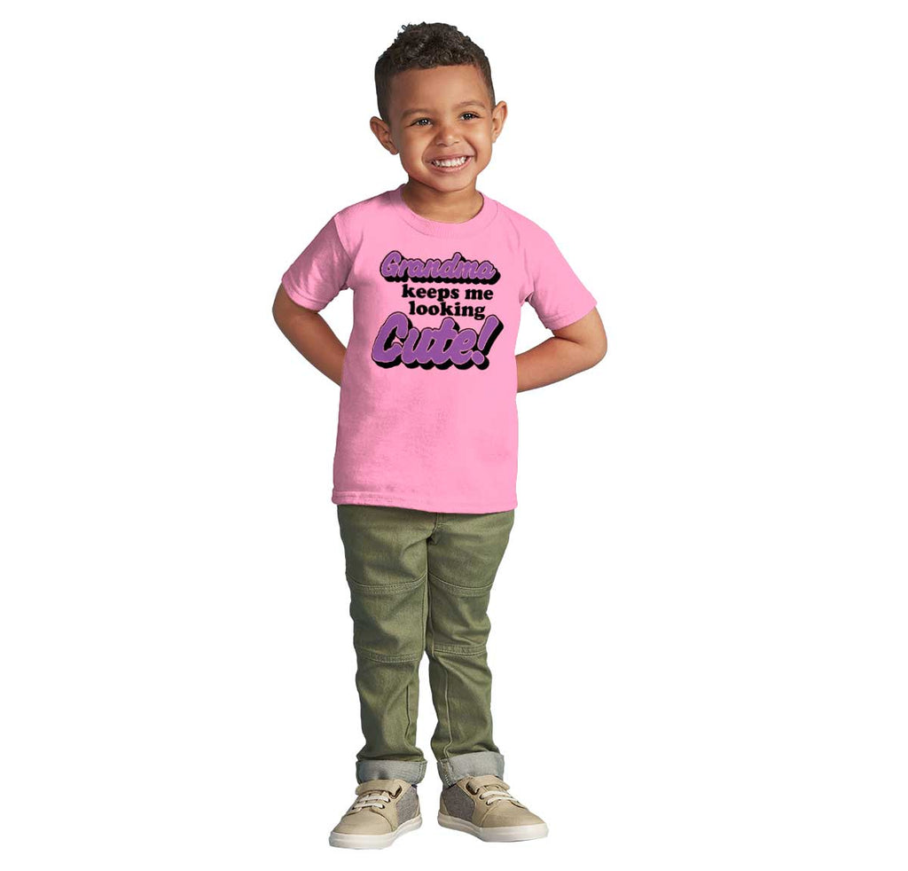 Grandma Keeps Me Cute Infant Toddler T Shirt-Direct To Garment Print-Brisco Baby