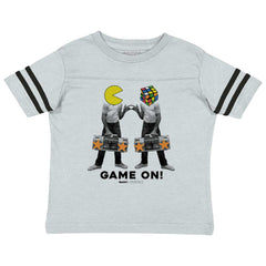 Pac-Man Rubiks Game On Toddler Football Jersey Tee-Direct To Garment Print-Brisco Baby