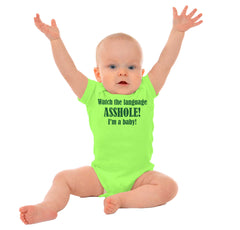 Watch The Language Romper Bodysuit-Direct To Garment Print-Brisco Baby