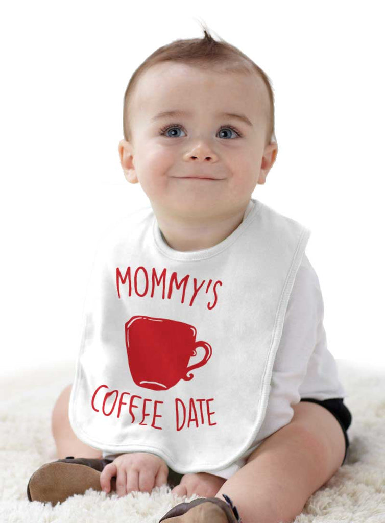 Mommy's Coffee Date Infant Baby Bib-Direct To Garment Print-Brisco Baby