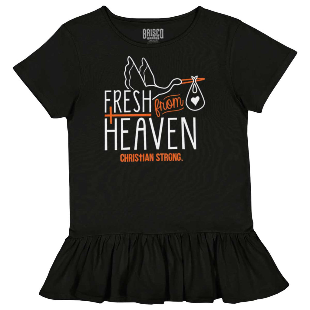 Fresh From Heaven Toddler Ruffle Bottom Tee-Direct To Garment Print-Brisco Baby