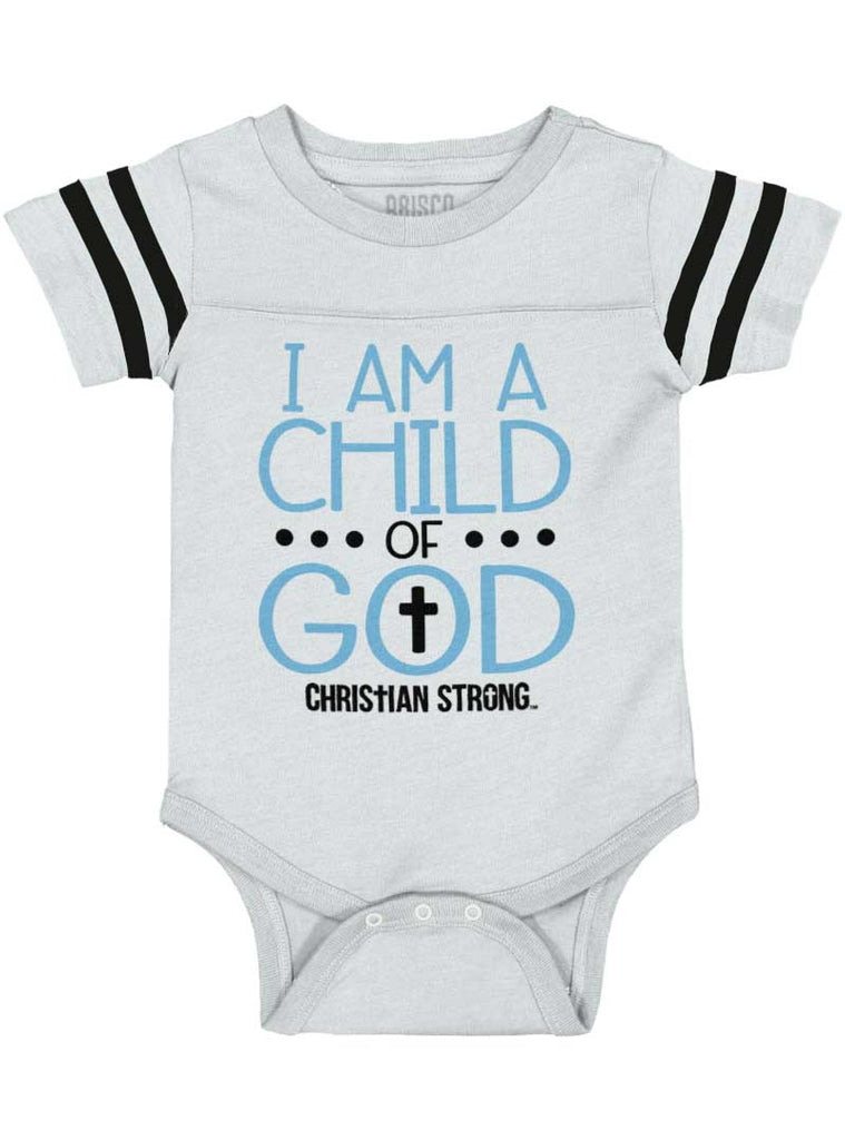 Cross Of God Football Romper Bodysuit-Direct To Garment Print-Brisco Baby