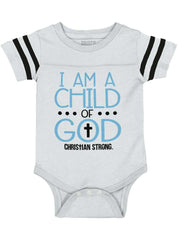 Cross Of God Football Romper Bodysuit-Direct To Garment Print-Brisco Baby
