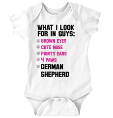 German Shepherd List Romper Bodysuit-Direct To Garment Print-Brisco Baby