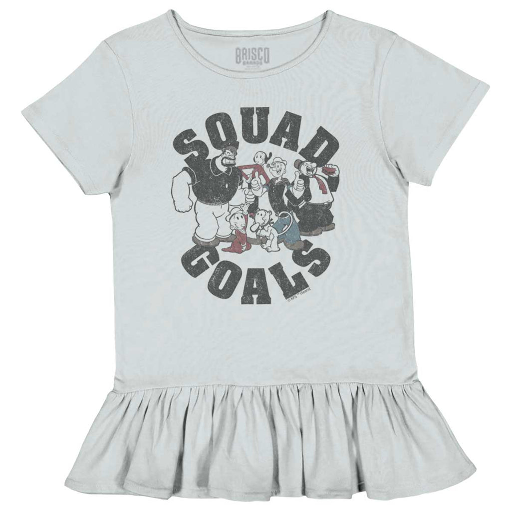 Squad Goals Toddler Ruffle Bottom Tee-Direct To Garment Print-Brisco Baby