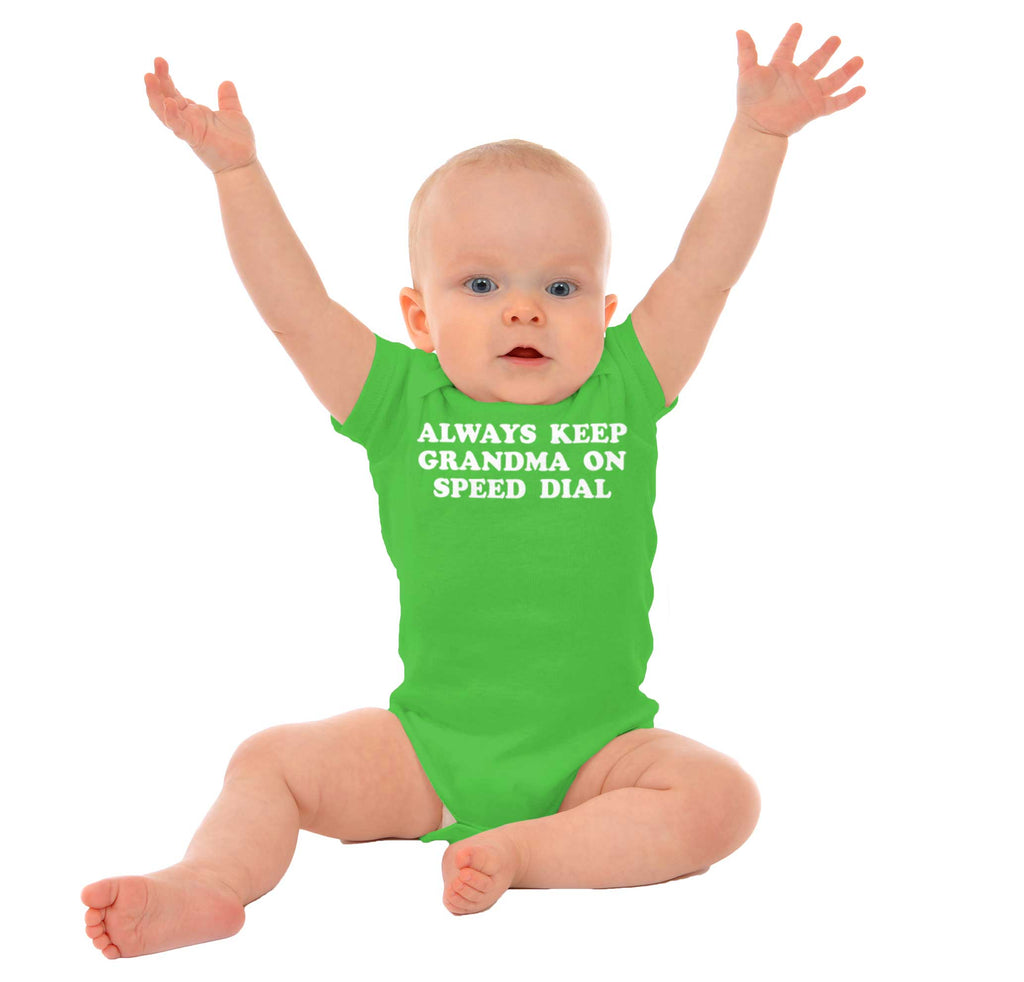 Always Keep Grandma Speed Dial Romper Bodysuit-Direct To Garment Print-Brisco Baby