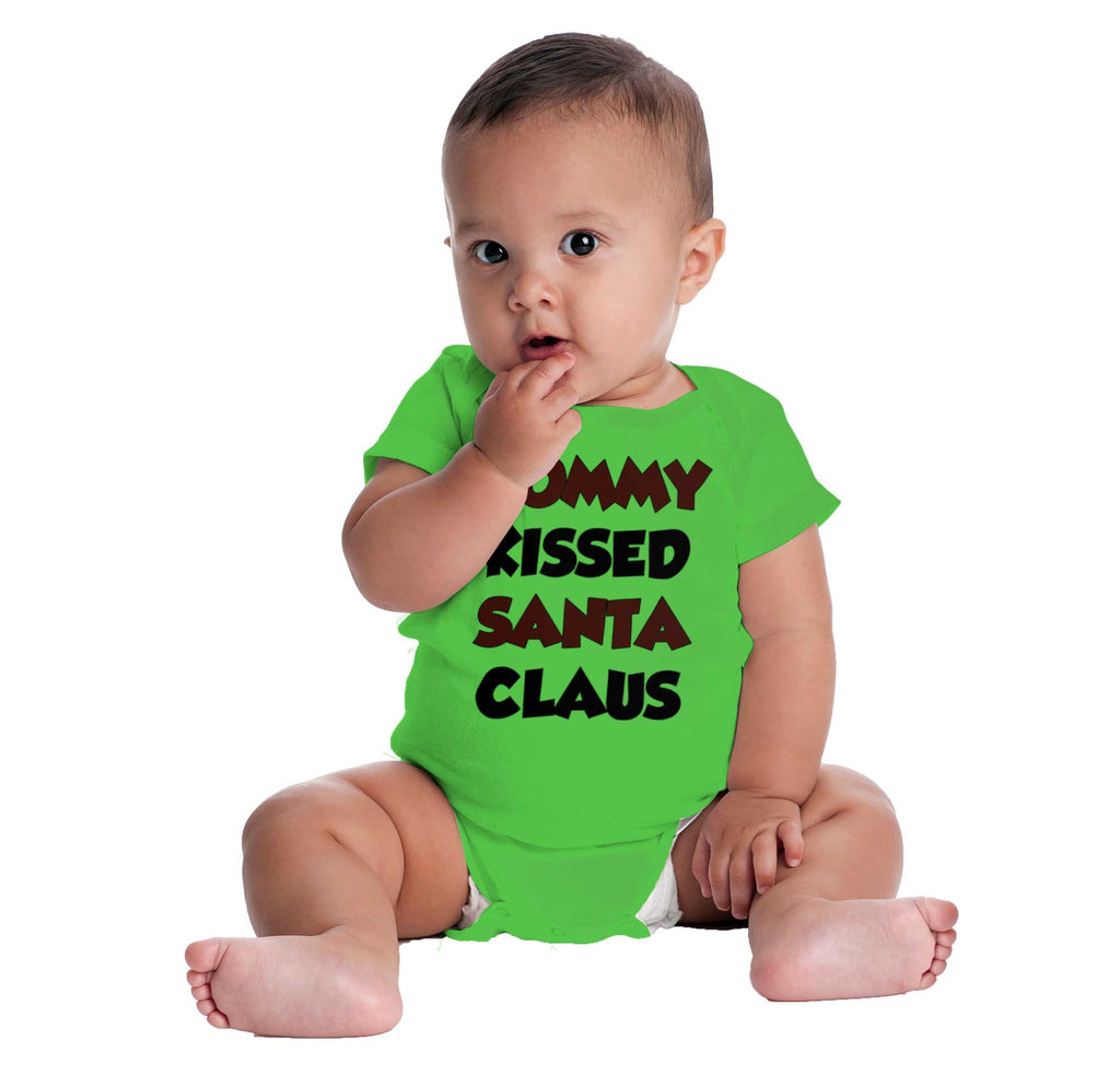 Mommy Kissed Santa Claus Romper Bodysuit-Direct To Garment Print-Brisco Baby