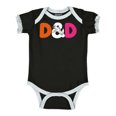 Dungeons Fantasy Tabletop Gamer Baby Ruffled Trim Romper-Direct To Garment Print-Brisco Baby
