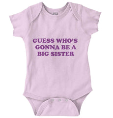 Guess Who's Gonna Be A Big Sister? Romper Bodysuit-Direct To Garment Print-Brisco Baby