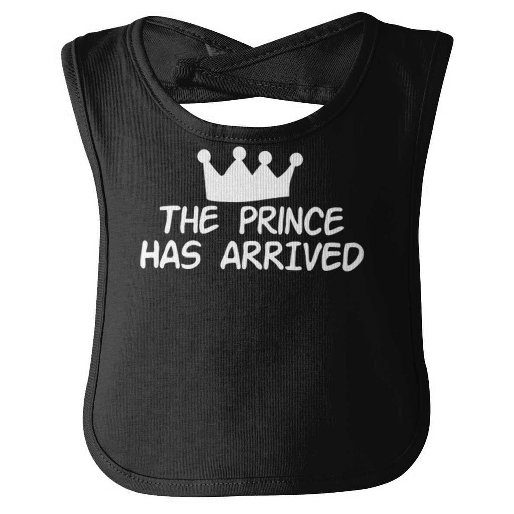 The Prince Has Arrived Infant Baby Bib-Direct To Garment Print-Brisco Baby