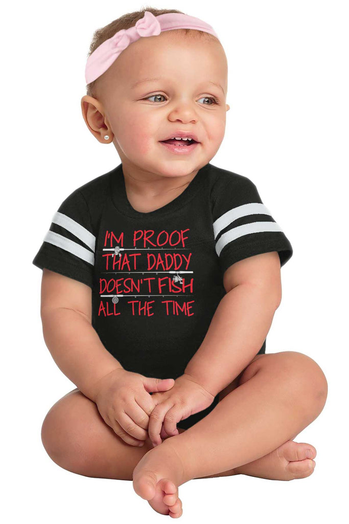 Fish All The Time Football Romper Bodysuit-Direct To Garment Print-Brisco Baby