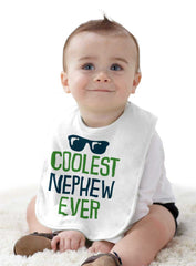 Coolest Nephew Ever Infant Baby Bib-Direct To Garment Print-Brisco Baby