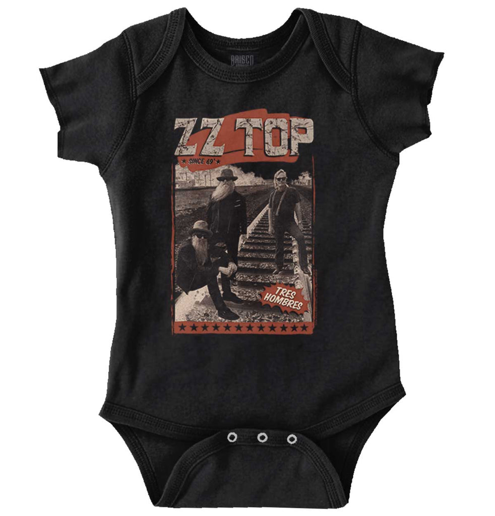 ZZ Top Tracks Romper Bodysuit-Direct To Garment Print-Brisco Baby