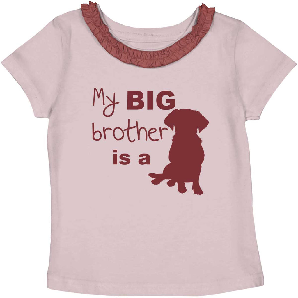 Brother is a Dog Toddler Ruffled Trim T-Shirt-Direct To Garment Print-Brisco Baby