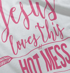 Jesus Loves Hot Mess Romper Bodysuit-Direct To Garment Print-Brisco Baby