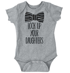 Lock Up Your Daughters Romper Bodysuit-Direct To Garment Print-Brisco Baby