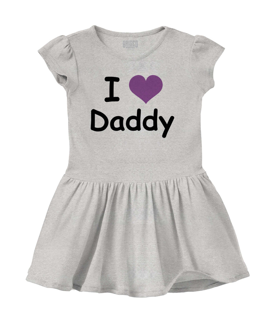 I Heart Daddy Solid Baby Infant Dress-Direct To Garment Print-Brisco Baby