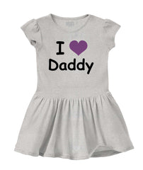 I Heart Daddy Solid Baby Infant Dress-Direct To Garment Print-Brisco Baby