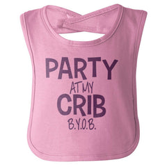Party At My Crib Infant Baby Bib-Direct To Garment Print-Brisco Baby