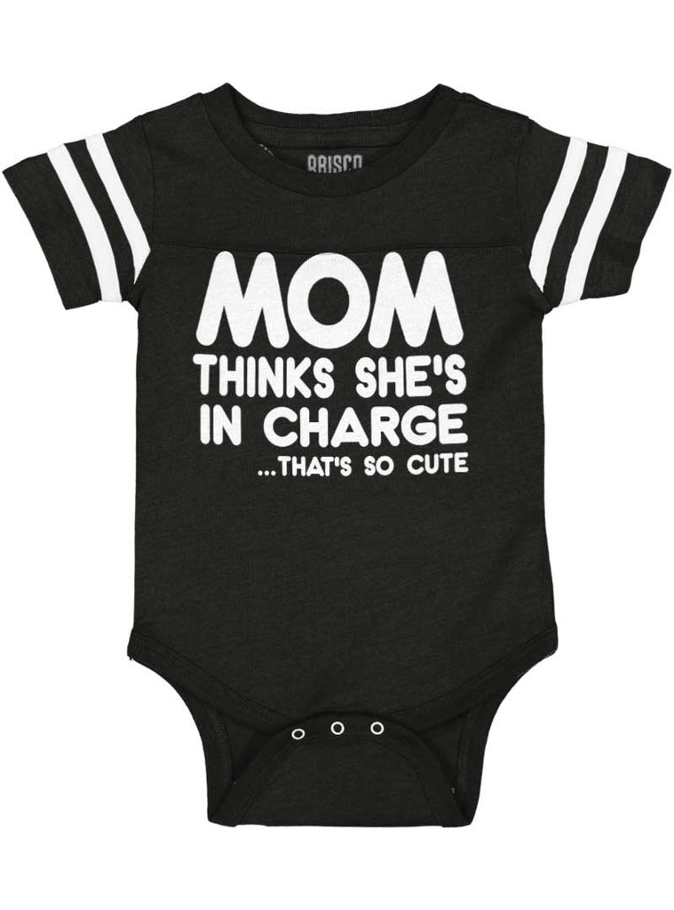 In Charge Football Romper Bodysuit-Direct To Garment Print-Brisco Baby