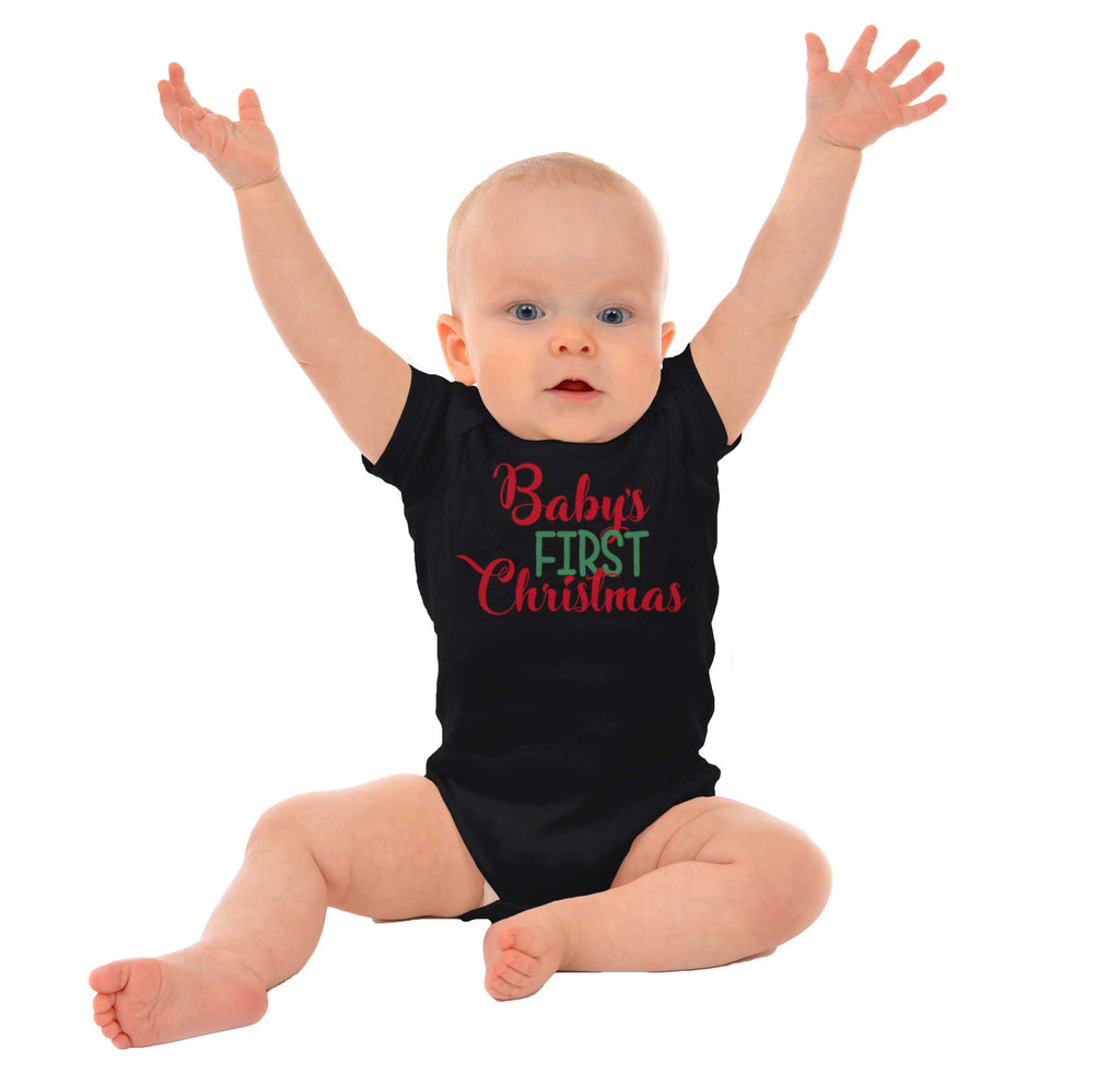 Baby's First Christmas Romper Bodysuit-Direct To Garment Print-Brisco Baby