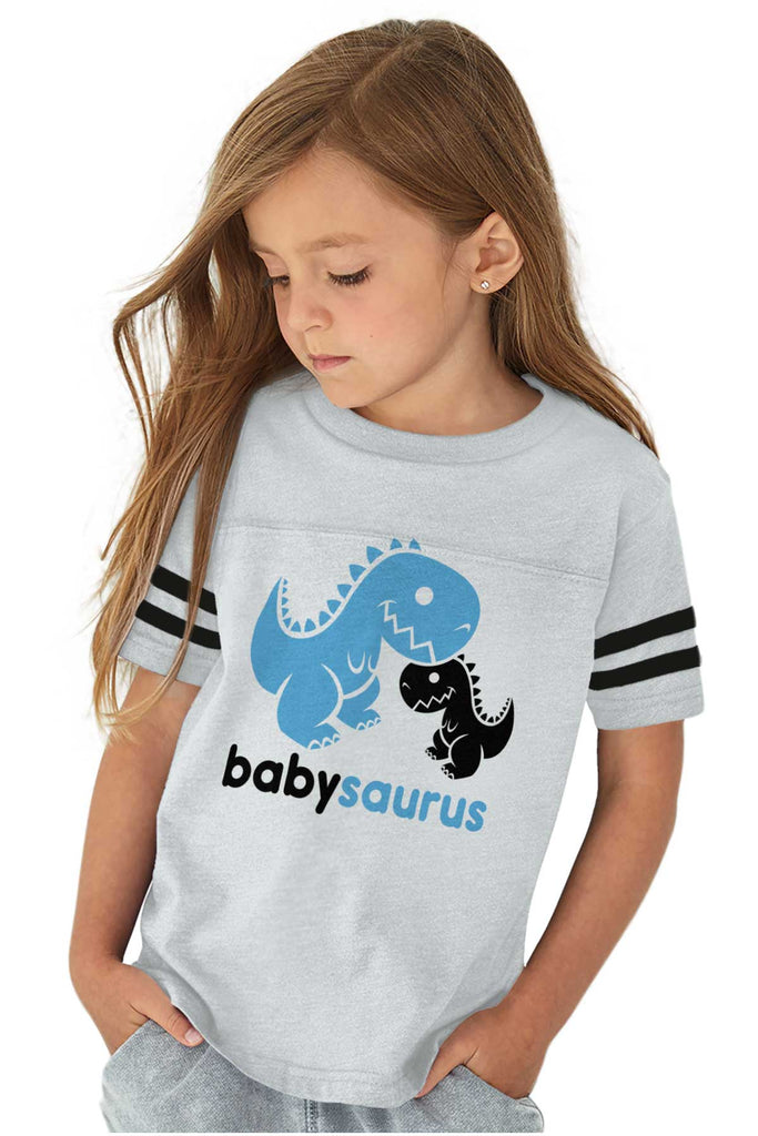 Babysaurus Rex Toddler Football Jersey Tee-Direct To Garment Print-Brisco Baby