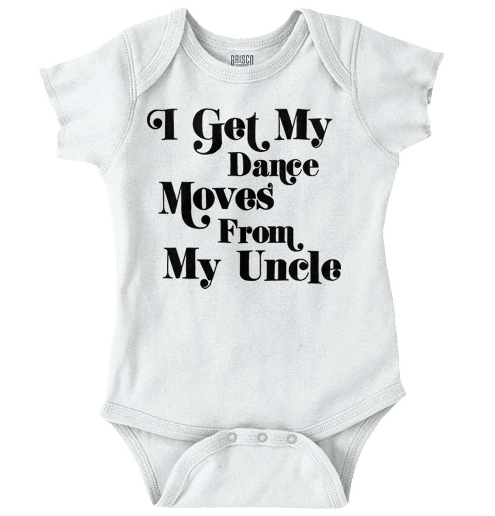Dance Moves From Uncle Romper Bodysuit-Direct To Garment Print-Brisco Baby