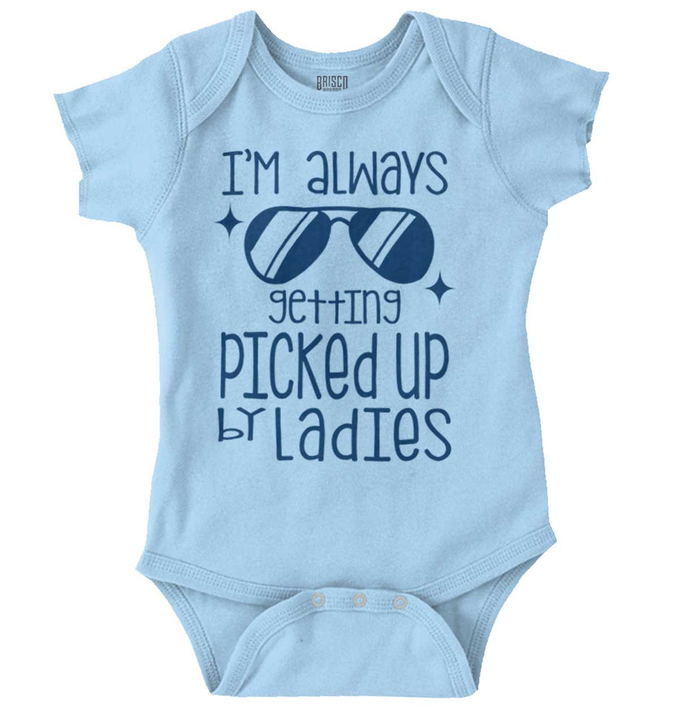 Picked Up By Ladies Romper Bodysuit-Direct To Garment Print-Brisco Baby