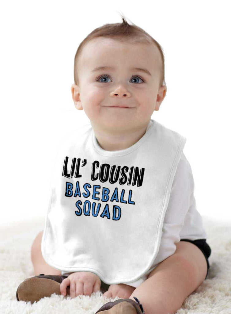 Lil Cousin Baseball Squad Infant Baby Bib-Direct To Garment Print-Brisco Baby