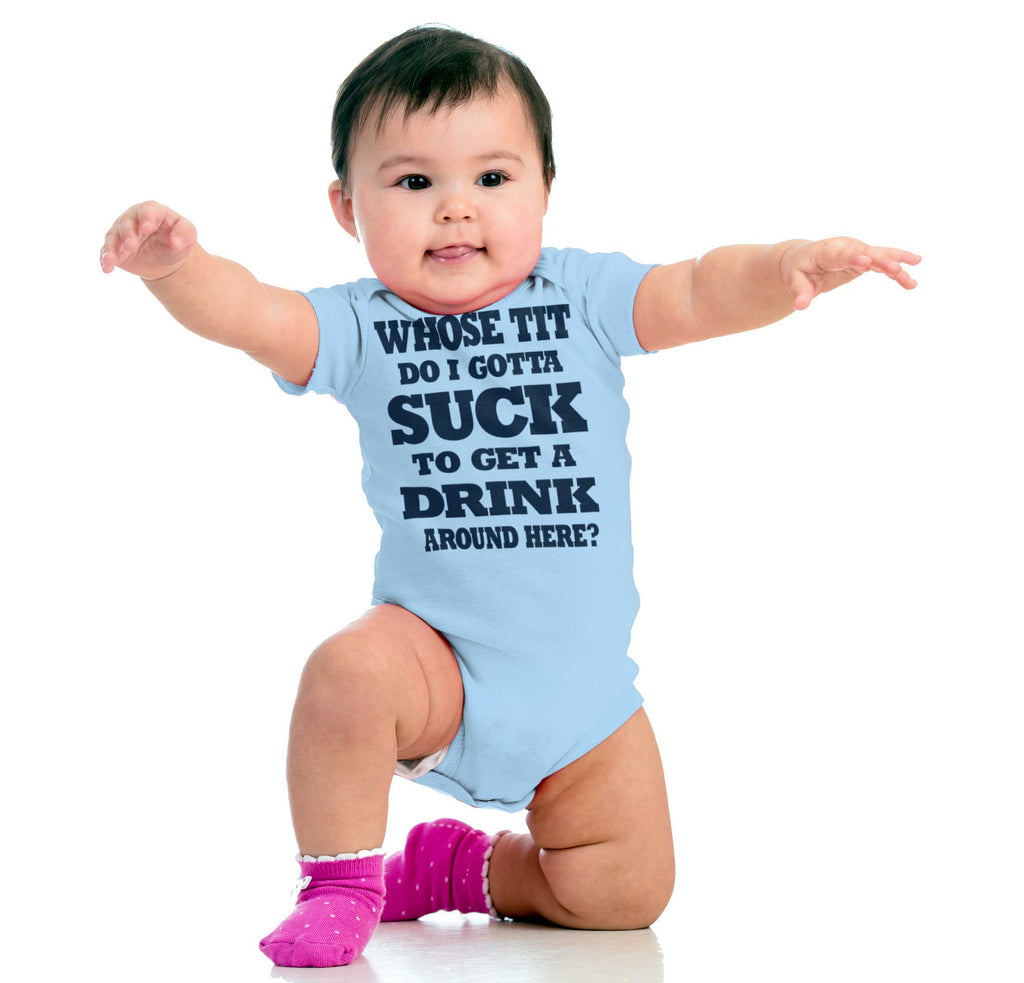 Get A Drink Romper Bodysuit-Direct To Garment Print-Brisco Baby