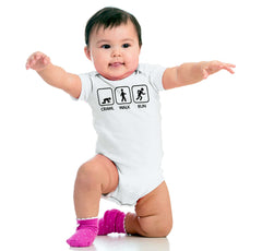 Crawl Walk Run Romper Bodysuit-Direct To Garment Print-Brisco Baby