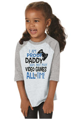 Daddy Plays Video Games Toddler Baseball-Direct To Garment Print-Brisco Baby