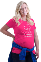 Currently Craving Cupcakes Maternity T-Shirt-Direct To Garment Print-Brisco Baby