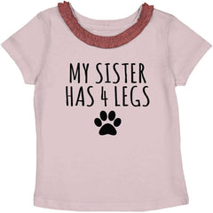 Sister has 4 legs Toddler Ruffled Trim T-Shirt-Direct To Garment Print-Brisco Baby