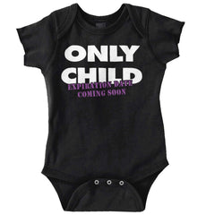 Only Child Expiration Date Romper Bodysuit-Direct To Garment Print-Brisco Baby