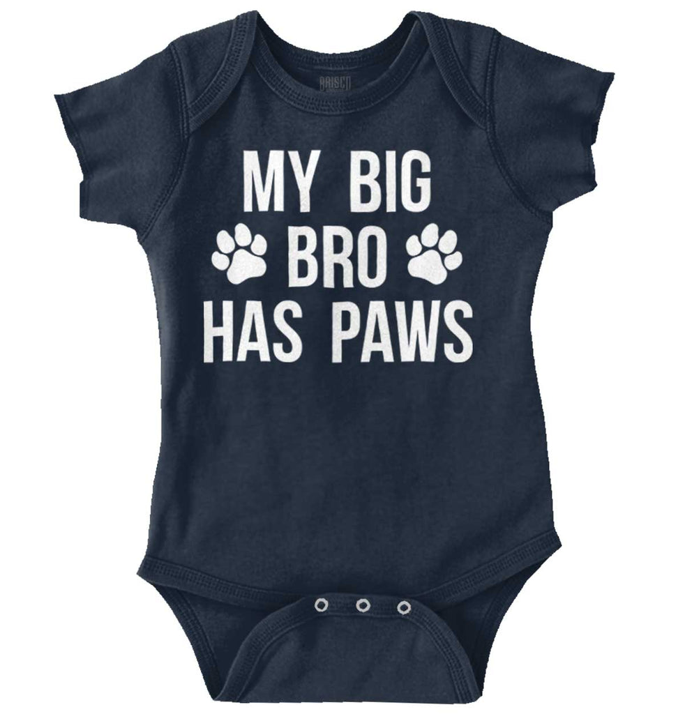 My Big Bro Has Paws Romper Bodysuit-Direct To Garment Print-Brisco Baby