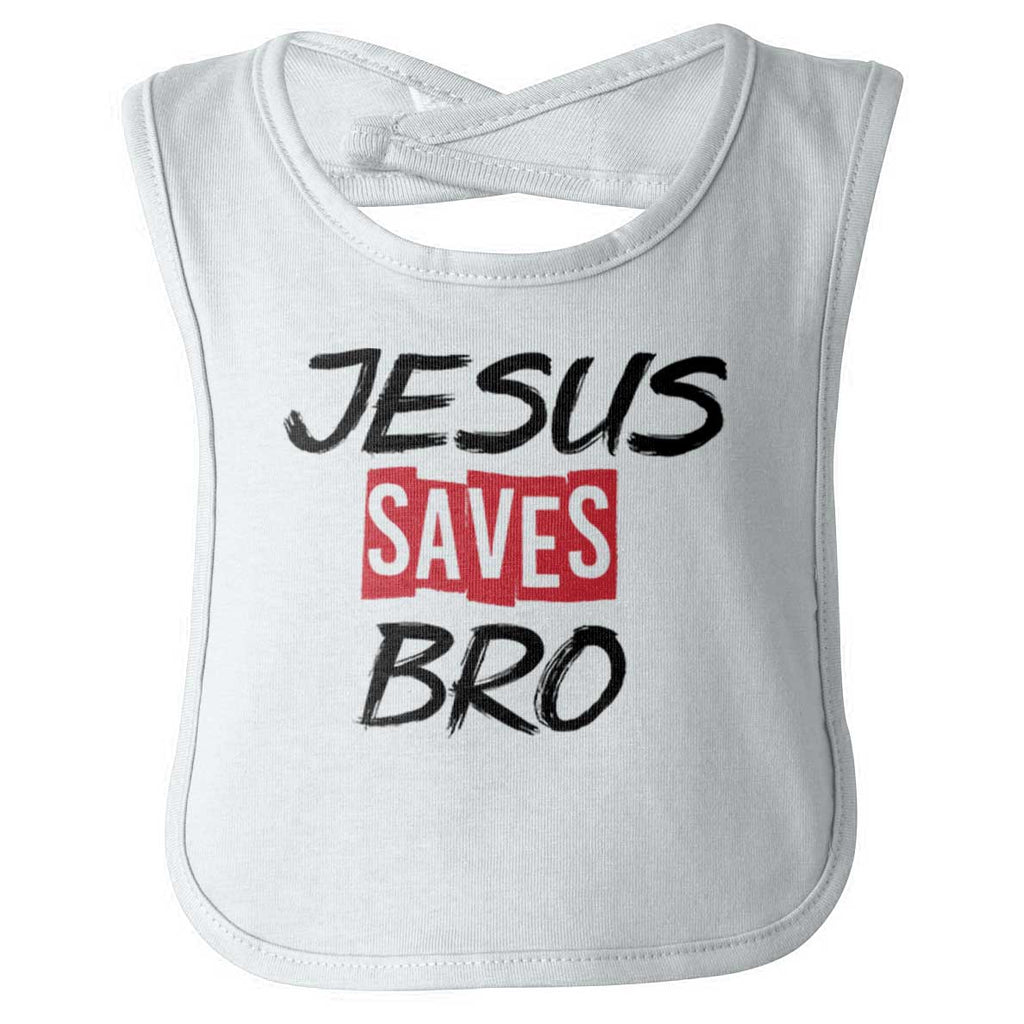 Jesus Saves Bro Infant Baby Bib-Direct To Garment Print-Brisco Baby