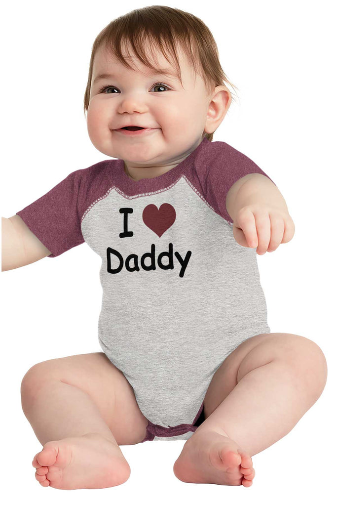 I Heart Daddy Raglan Romper Bodysuit-Direct To Garment Print-Brisco Baby