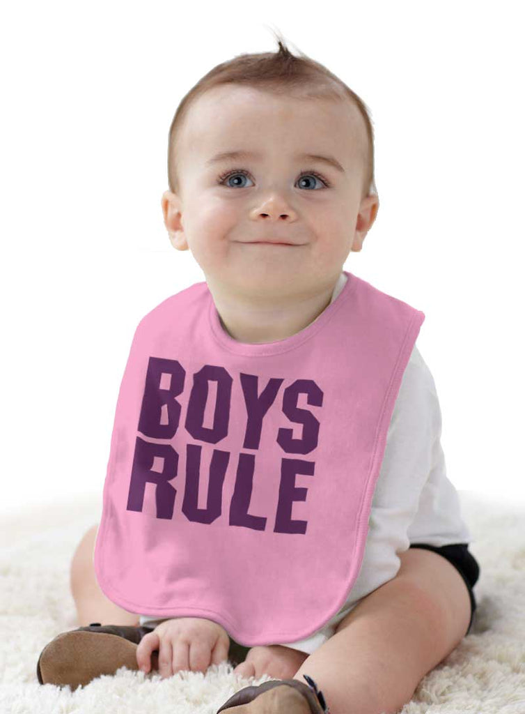 Boys Rule Infant Baby Bib-Direct To Garment Print-Brisco Baby