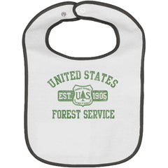 Forest Service Trimmed White Snap Bib-Direct To Garment Print-Brisco Baby