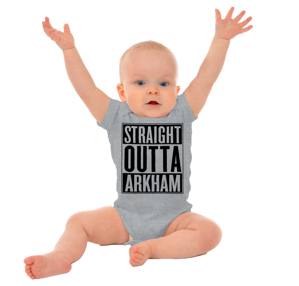 Straight Outta Arkham Romper Bodysuit-Direct To Garment Print-Brisco Baby