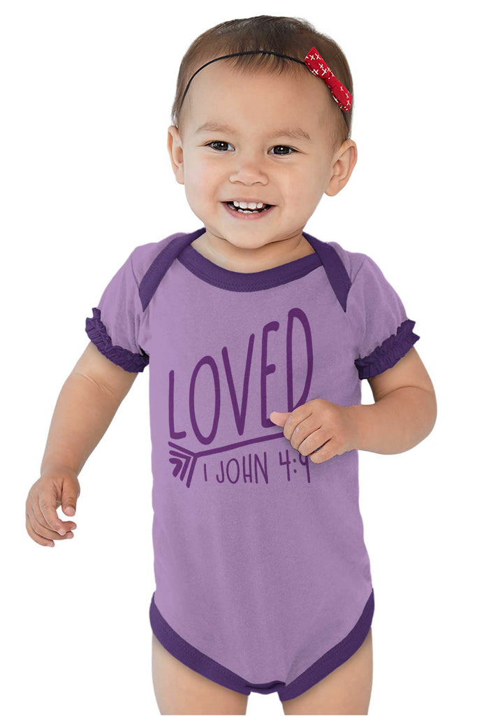 Loved Baby Ruffled Trim Romper-Direct To Garment Print-Brisco Baby