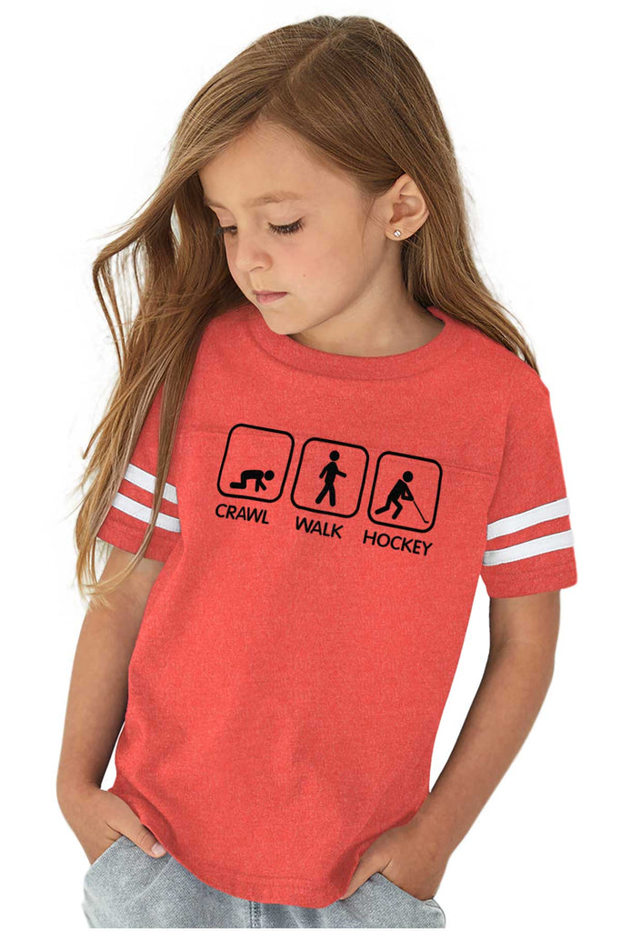 Crawl Walk Hockey Toddler Football Jersey Tee-Direct To Garment Print-Brisco Baby