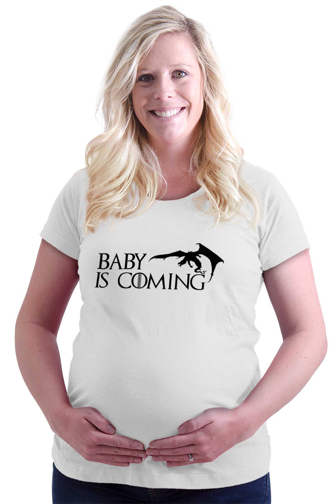 Baby Is Coming Dragon Maternity T-Shirt-Direct To Garment Print-Brisco Baby