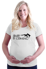 Baby Is Coming Dragon Maternity T-Shirt-Direct To Garment Print-Brisco Baby