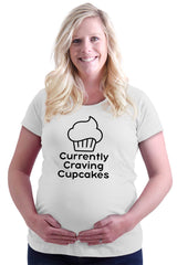 Currently Craving Cupcakes Maternity T-Shirt-Direct To Garment Print-Brisco Baby