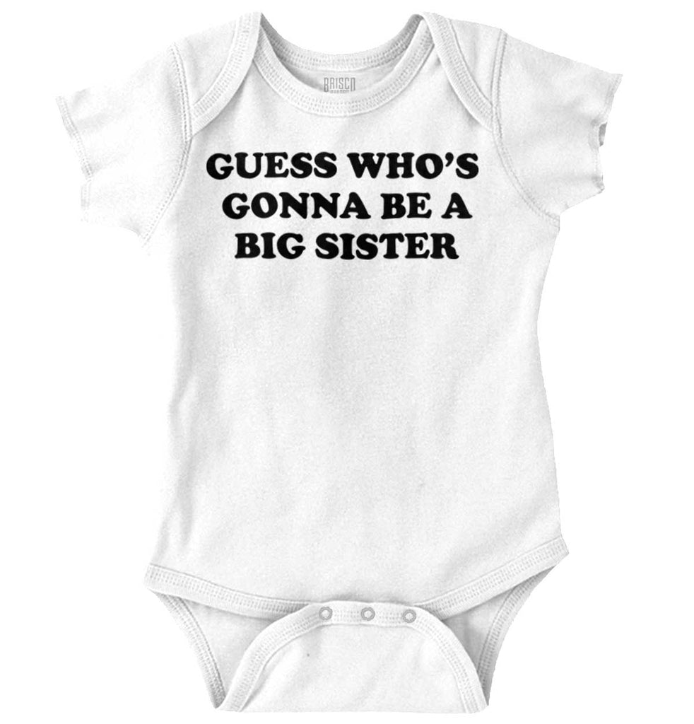 Guess Who's Gonna Be A Big Sister? Romper Bodysuit-Direct To Garment Print-Brisco Baby