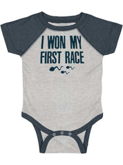 Won The Race Raglan Romper Bodysuit-Direct To Garment Print-Brisco Baby